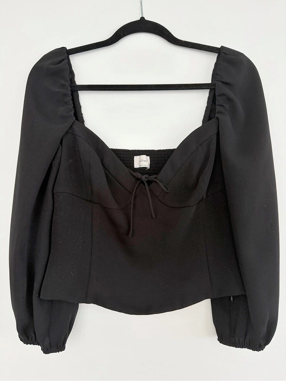 Wilfred Novella Blouse Black Puff Sleeve